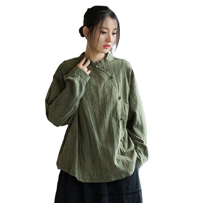 Blusa Mujer Estilo Chino Tie-Dye Lino Algodón Botones Rana Artesanal - Image 5