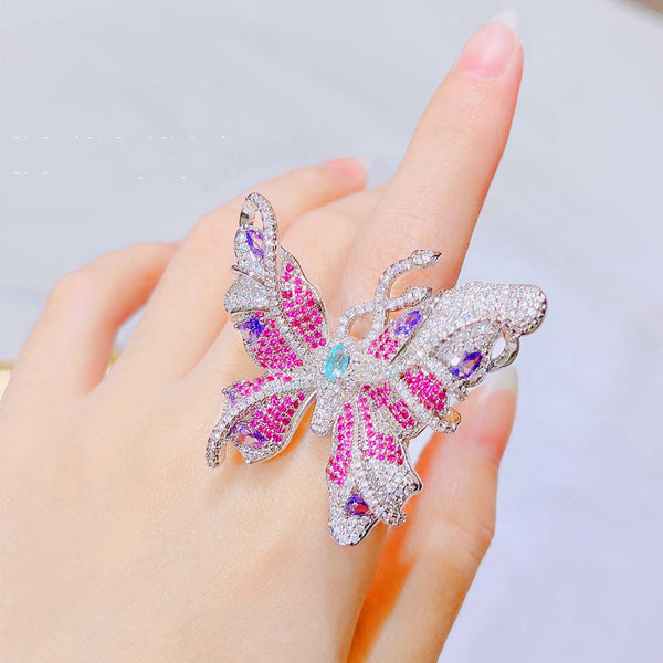 Anillo Mariposa Púrpura Lavanda de Lujo
