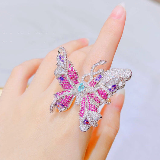 Anillo Mariposa Púrpura Lavanda de Lujo