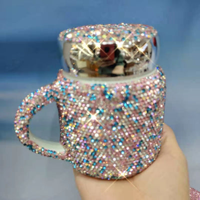 Taza de Oficina con Tapa y Cuchara Cerámica Diamante - Image 9