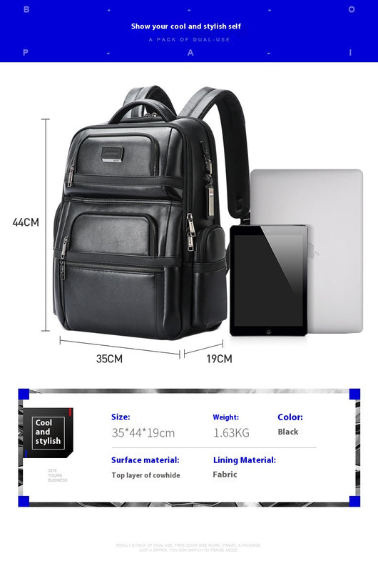 Mochila Ejecutiva de Cuero Genuino para Hombre - Primera Capa - Image 20