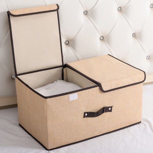 Caja Organizadora Plegable de Algodón y Lino con Doble Tapa - Image 4