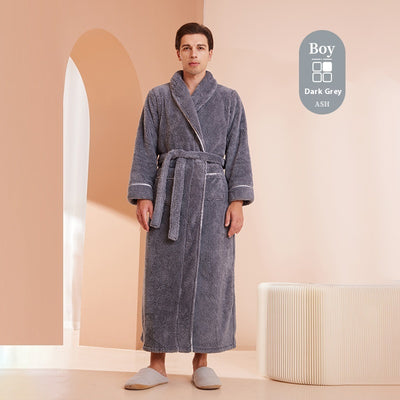 Bata de Invierno en Terciopelo Algodón para Parejas - Pijama Largo Talla Grande Lujo Ligero - Image 25