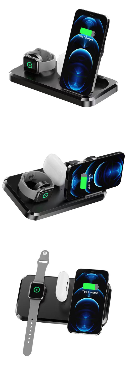 Cargador Inalámbrico Triple 15W Plegable - Compatible con Apple - Image 4