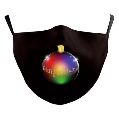 Black adult dust mask with a Christmas wreath design featuring Santa Claus in the center. - Image 10