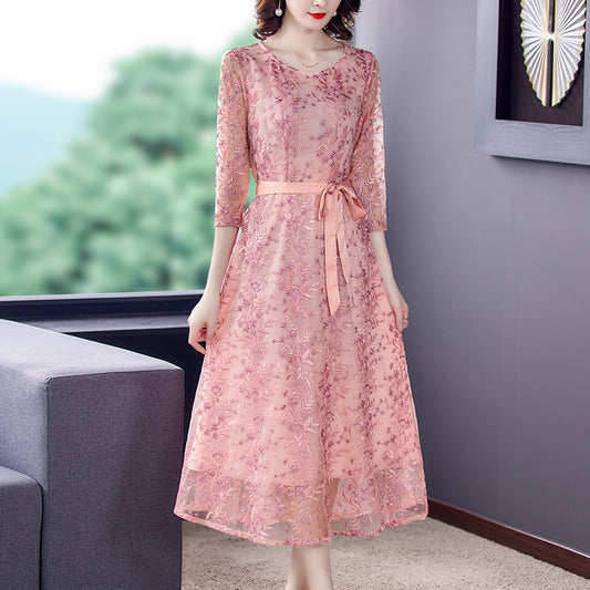 Vestido Elegante Manga 3/4 Estilo Occidental para Mujer - Diseño Rejuvenecedor