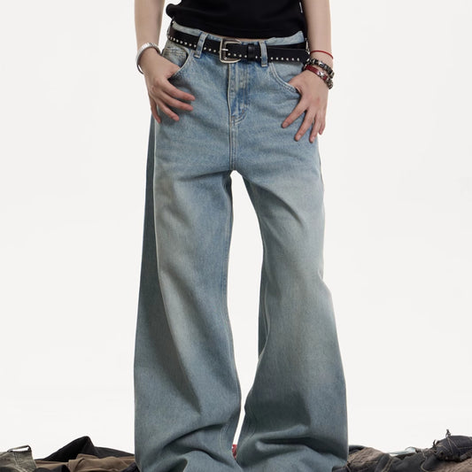 Jeans Rectos Holgados Vintage Desgastado para Mujer