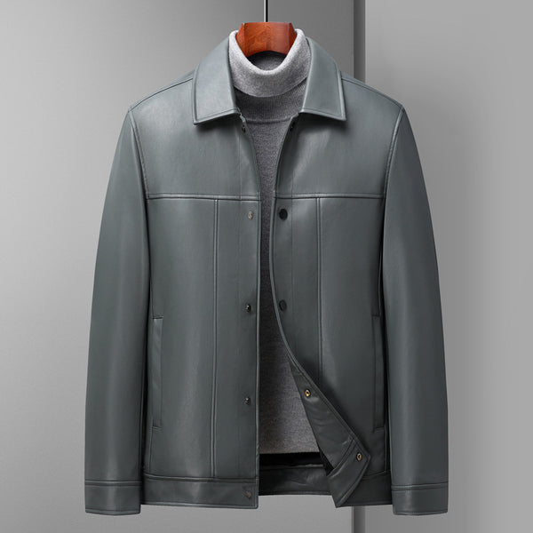 Chaqueta de Cuero Polo Hombre Mediana Edad - Diseño Multicolor Elegante