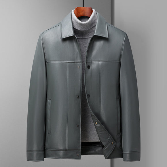 Chaqueta de Cuero Polo Hombre Mediana Edad - Diseño Multicolor Elegante