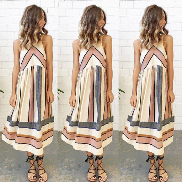 Vestido Largo Estampado con Tirantes Finos para Mujer