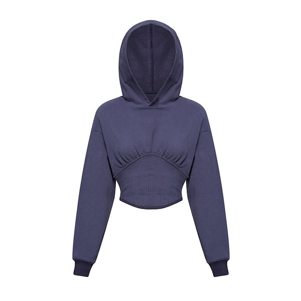 Sudadera con Capucha Tipo Corset Espina de Pescado para Mujer - Image 3