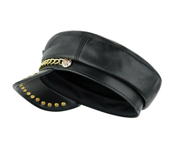Sombrero de Cuero Unisex con Visera Plana - Estilo Moderno