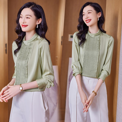 Blusa de Seda Cuello Redondo Elegante y Versátil para Mujer
