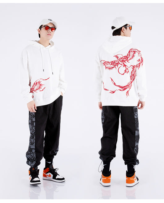 Sudadera Étnica con Capucha y Bordado de Fénix para Hombre - Image 9
