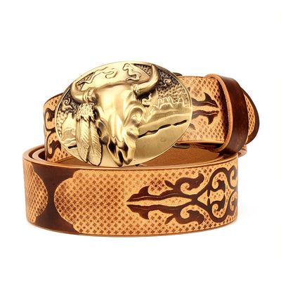 Cinturón Étnico de Cuero Genuino para Hombre - Piel de Res Premium - Image 5