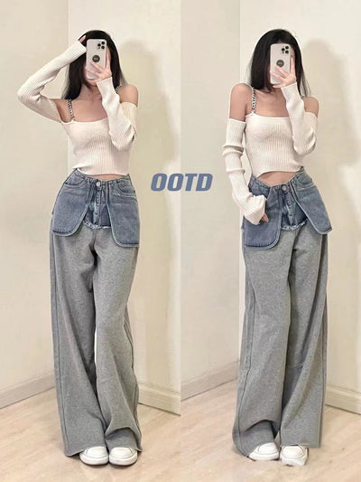 Pantalones Deportivos Denim Cintura Alta con Costuras Reforzadas - Image 3
