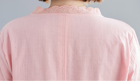 Blusa Oversized con Encaje Bordado en Cuello y Mangas Largas - Image 14