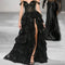 Vestido de Fiesta Satén Negro Elegancia Francesa