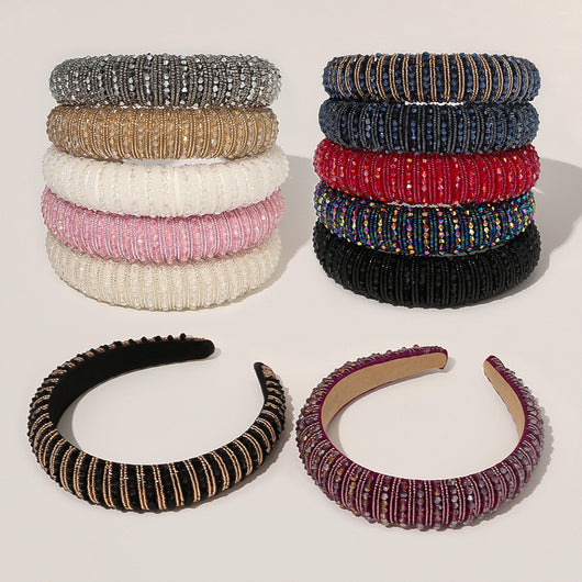 Banda para la cabeza ancha de esponja tejida a mano - Image 7