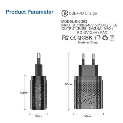 Cargador Rápido 3 USB + Type-C 3.1A - Image 15