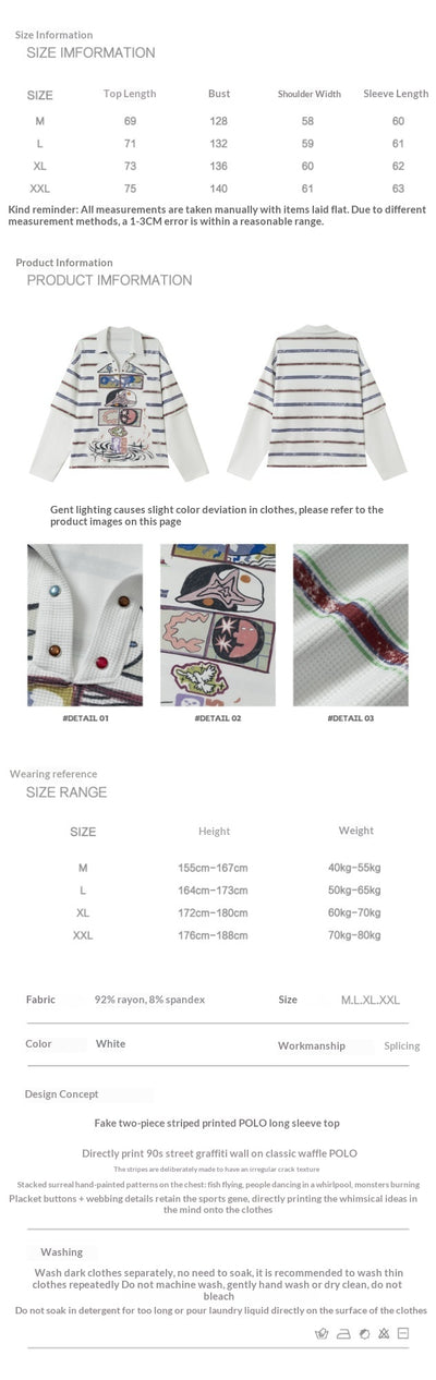 Sudadera Estampada a Rayas Falsa Dos Piezas - Look Trendy para Parejas, Hombres y Mujeres - Image 7