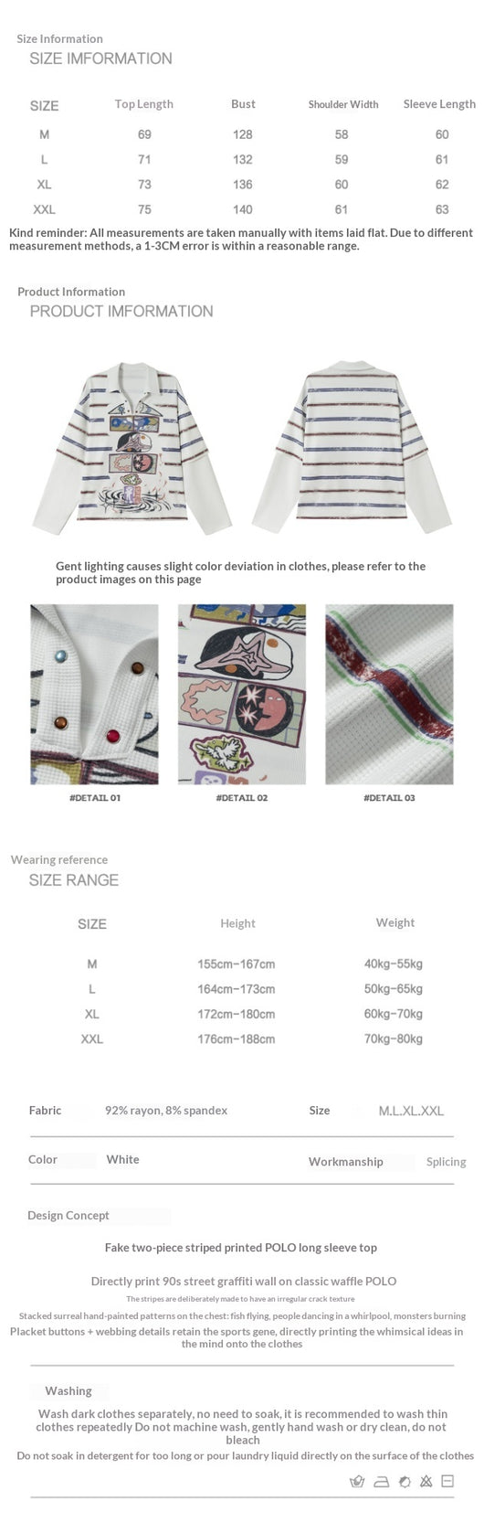 Sudadera Estampada a Rayas Falsa Dos Piezas - Look Trendy para Parejas, Hombres y Mujeres - Image 7