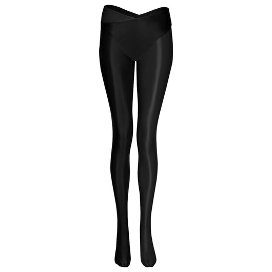 Pantalones Bicolor de Pierna Dividida con Acabado Brillante - Image 7