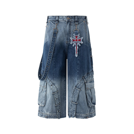 Jeans Retro Patchwork Degradado Reforzado Lavado Vintage - Image 4