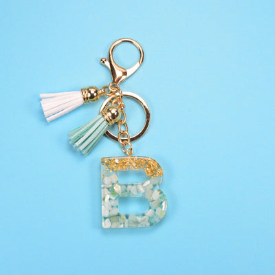 Llavero Colgante Alfabeto Inglés con Borla, Piedra y Detalles en Oro - Image 38