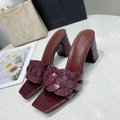 Sandalias y Pantuflas de Tacón Alto en Cuero para Mujer - Image 4