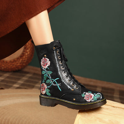 Botines Étnicos con Bordado para Mujer - Tacón Medio y Cierre Lateral - Image 6
