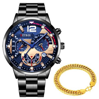 Reloj Deportivo de Acero Inoxidable con Seis Agujas - Cuarzo Resistente para Hombre - Image 3