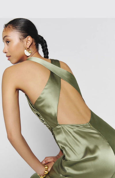 Vestido Acetato Backless Cintura Francesa Ajustado - Image 14