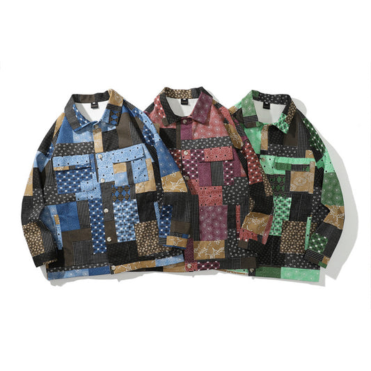 Camisa de Trabajo Manga Larga con Combinación de Colores para Hombre