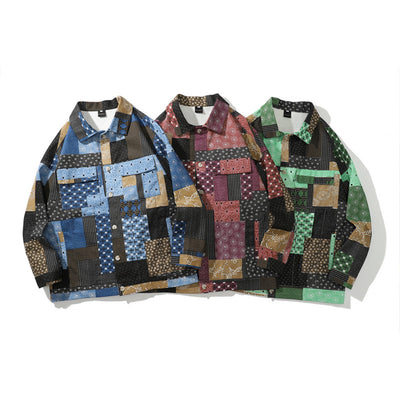 Camisa de Trabajo Manga Larga con Combinación de Colores para Hombre