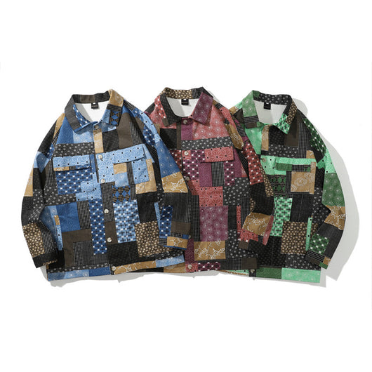Camisa de Trabajo Manga Larga con Combinación de Colores para Hombre