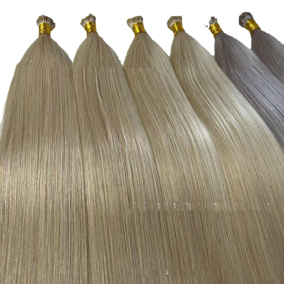 Extensiones de Cabello Blanco Liso Premium con Trenzado