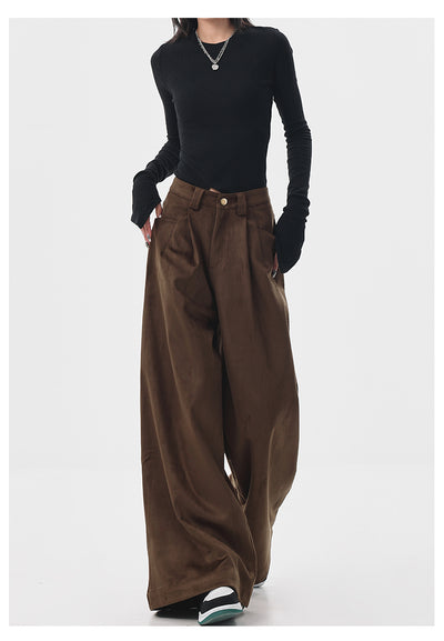 Pantalones Anchos Retro Vintage Marrón para Mujer - Estilo Casual Holgado - Image 18