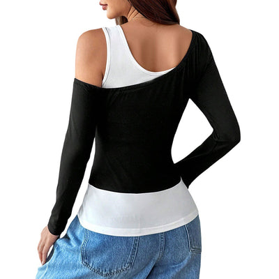 Blusa Asimétrica con Detalles en Blanco y Negro - Diseño Exclusivo para Mujer - Image 5