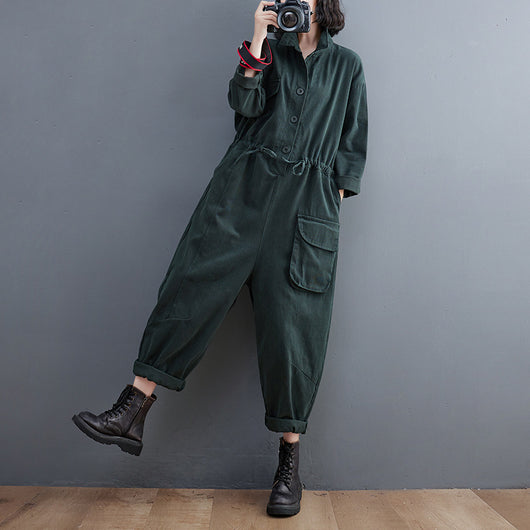 Jumpsuit Retro Mujer Talla Grande Suelto Otoño Casual Versátil - Image 6
