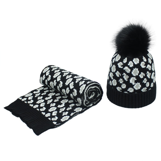 Conjunto de Gorro y Bufanda Estampado Leopardo para Otoño e Invierno - Image 20