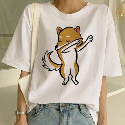 Playera Cuello Redondo para Mujer con Diseño Shiba Inu - Image 4