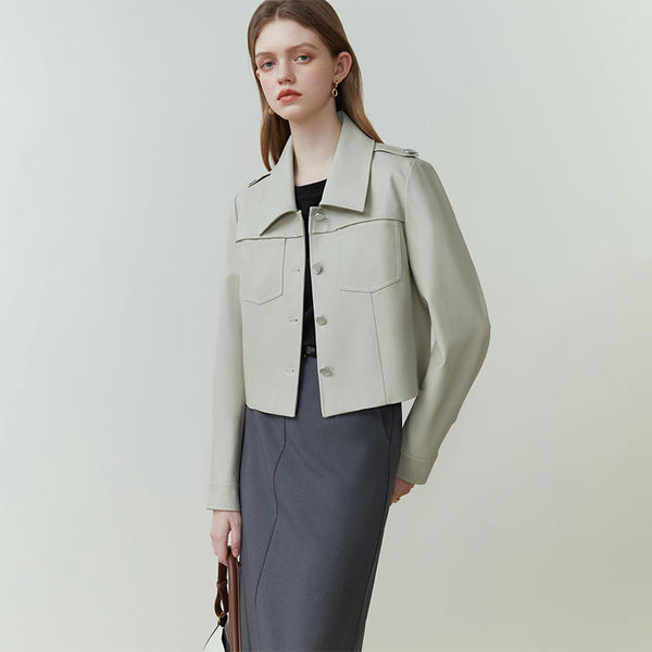 Chaqueta Retro de Cuero PU para Mujer