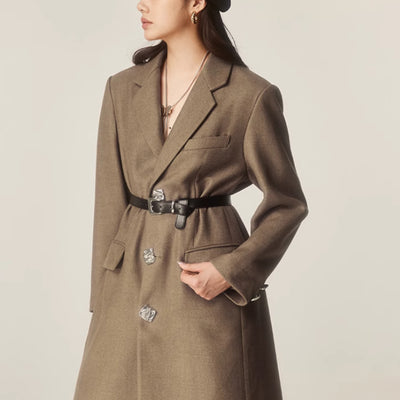Abrigo Clásico Retro Marrón para Otoño e Invierno - Image 15