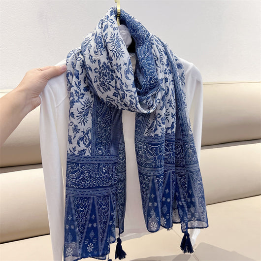 Foulard Étnico Estampado Cachemira Protección Solar Velo Ligero - Image 10