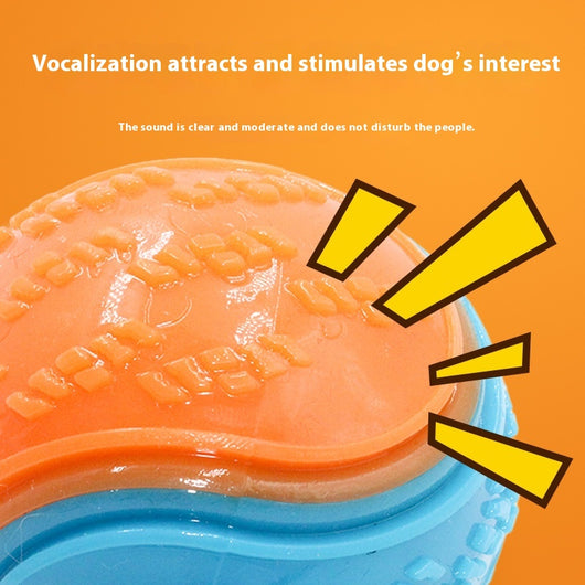 Orange and blue two-tone pet toy ball with textured surfaces for dog molar cleaning and training. - Image 12