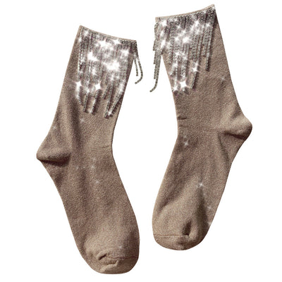 Calcetines Botín de Moda con Diamantes y Flecos para Mujer - Image 2