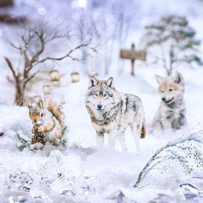 A set of 25 PET stickers featuring winter landscapes, ice castles, deer, wolves, and an ice queen in a snowy fantasy theme. - Image 4