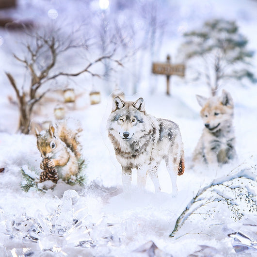 A set of 25 PET stickers featuring winter landscapes, ice castles, deer, wolves, and an ice queen in a snowy fantasy theme. - Image 4