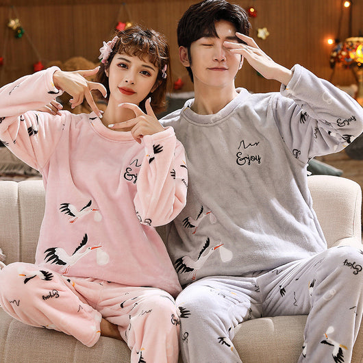 Pijama de Pareja en Franela Gruesa y Terciopelo - Conjunto Abrigado para Casa - Image 27